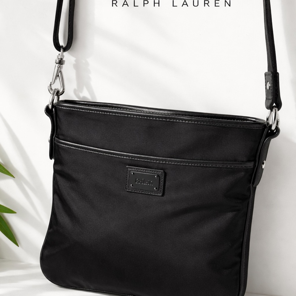 Ralph Lauren RLL Black Crossbody Bag | Nylon & Leather Trim